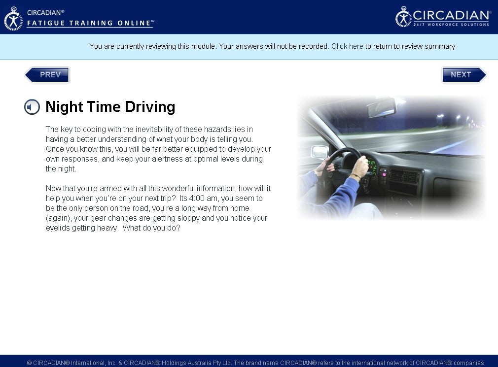 Fatigue Training Online for Drivers  